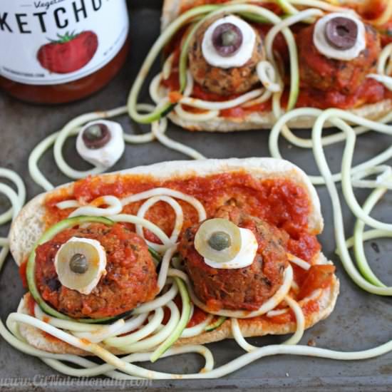 Spooky Black Bean Eyeball Subs - Recipe photo by CitNutritionally
