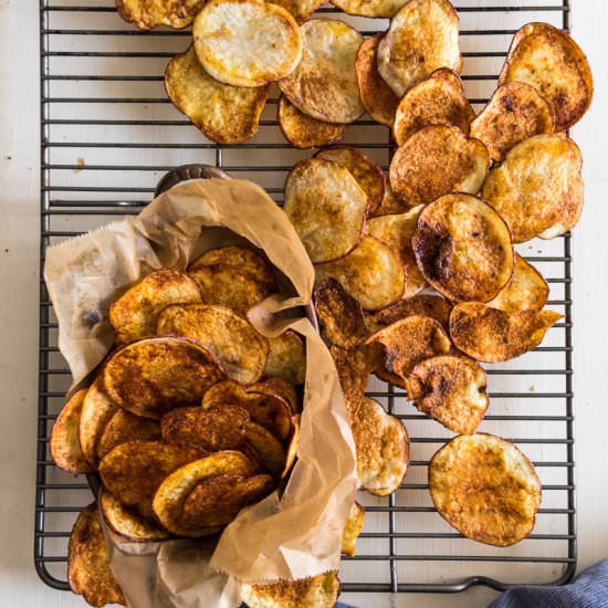 Baked Potato Chips with Chinese BBQ - Recipe photo by omnivorescookbook