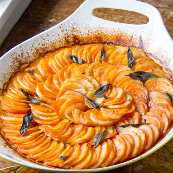 Russet and Sweet Potato Tian - Recipe photo by panning the globe