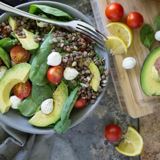 Lentil Spinach Salad - Recipe photo by triedandtasty
