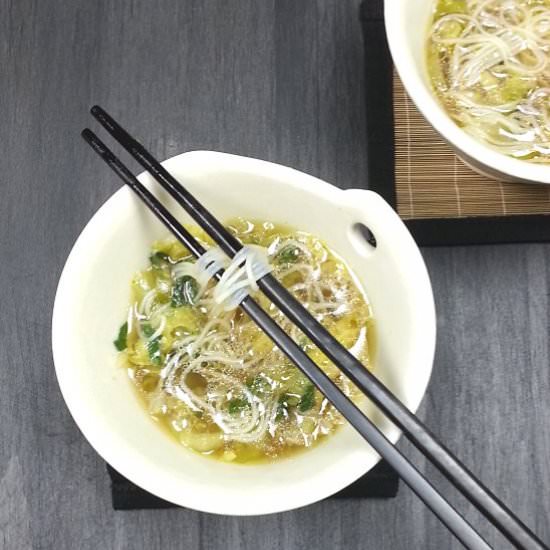 Bok Choy Cabbage Soup & Rice Noodle - Recipe photo by agourmetfoodblog