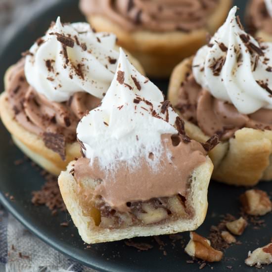 Mini Chocolate Silk Pecan Pies - Recipe photo by thefirstyearblog