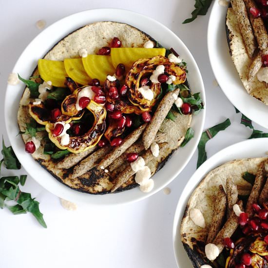 Delicata Tacos with Almond Crema - Recipe photo by thetruespoon
