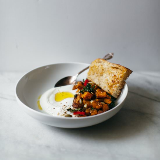 Roasted Pumpkin with Yogurt - Recipe photo by molly yeh