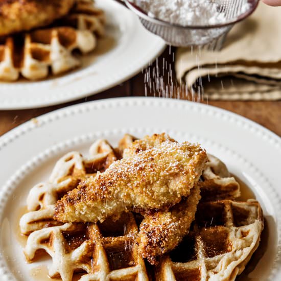 Chicken and Pumpkin Waffles - Recipe photo by intheknowmom