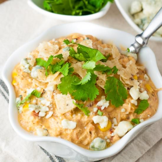 Slow Cooker Buffalo Chicken Chili - Recipe photo by MamaGourmand