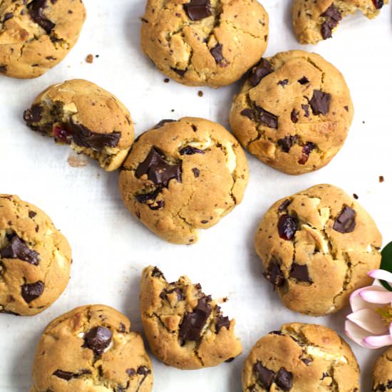 Dark & White Cranberry Cookies - Recipe photo by almondtozest.com