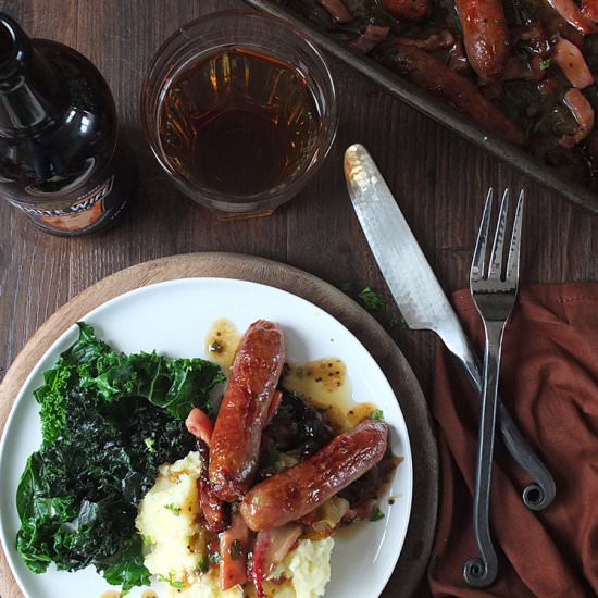 Beer-glazed Iron Age Pork Sausages - Recipe photo by TangoRaindrop