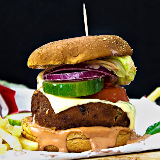 Aloo Tikki Burger - Recipe photo by Anu@MyGingerGarlicKitchen