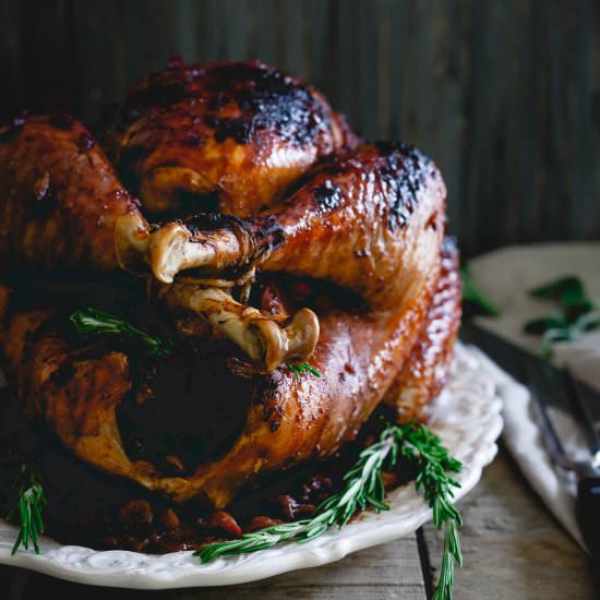 Tart Cherry Cranberry Glazed Turkey - Recipe photo by Running to the Kitchen