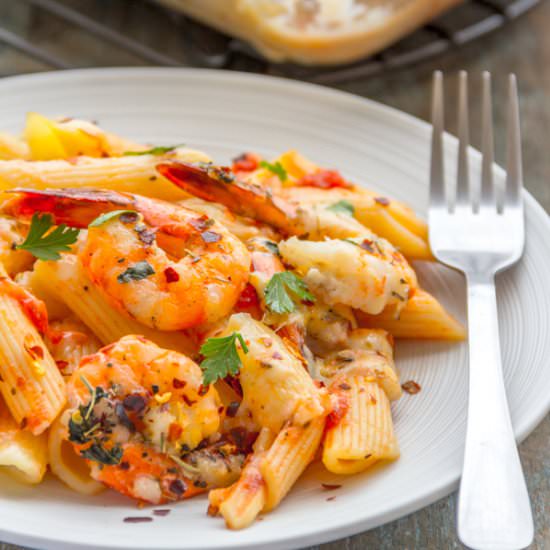 Easy Shrimp Alfredo Pasta Bake - Recipe photo by Priyanka DK