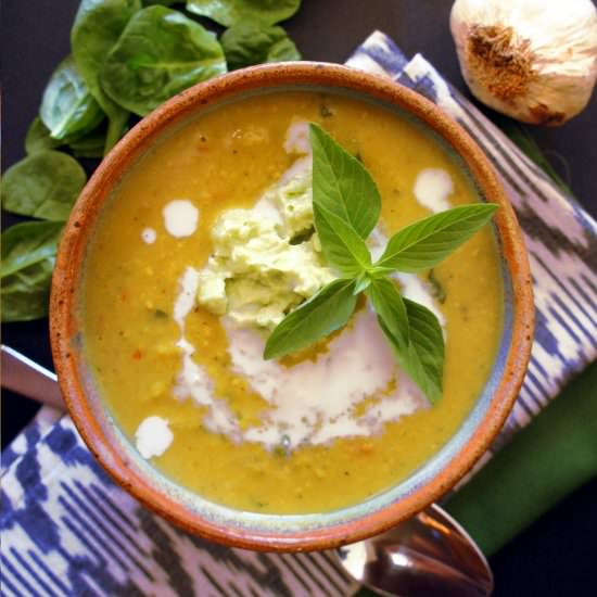 Slow Cooker Red Lentil Spinach Stew - Recipe photo by spill the greens
