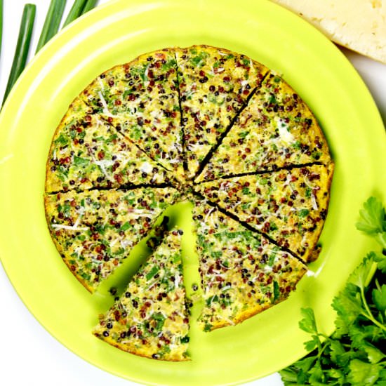 Green Sweet Pea Quinoa Frittata - Recipe photo by easyrecipesforkids
