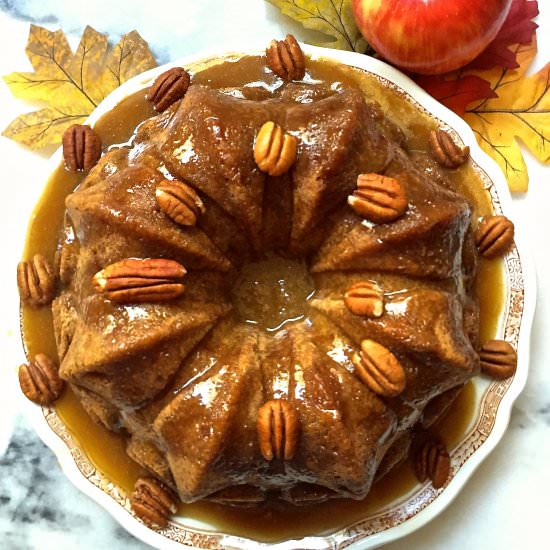 Apple Dapple Cake Caramel Glaze - Recipe photo by Grits and Pinecones