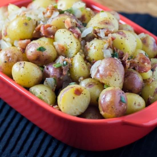 Hot German Potato Salad - Recipe photo by noshingwiththenolands