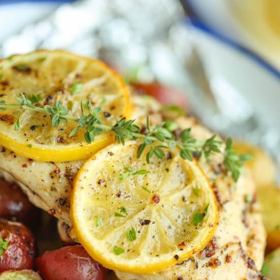 Lemon Chicken and Potatoes in Foil - Recipe photo by damndelicious