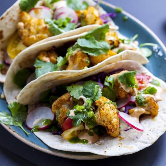roasted fall veggie vegan tacos - Recipe photo by CookForYourLife