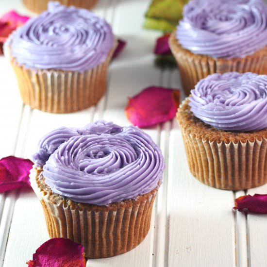 Ube Cupcakes - Recipe photo by Woman Scribbles