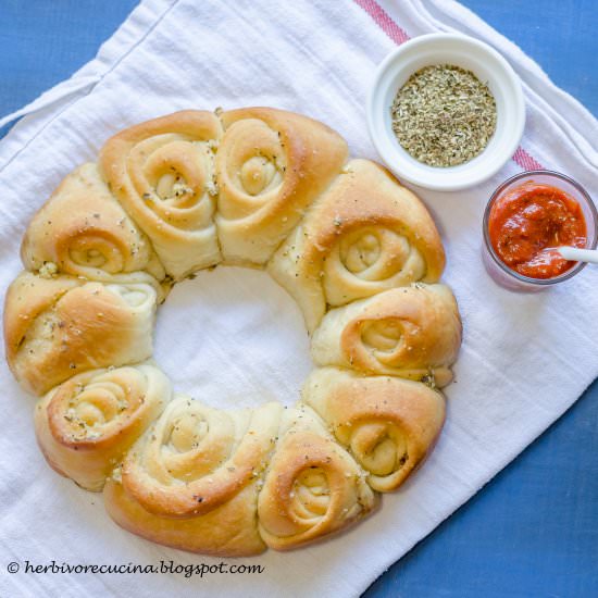 Garlic Herb Wreath Bread - Recipe photo by Herbivore Cucina