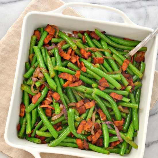 Green Beans with Shallots and Bacon - Recipe photo by loveandfoodforeva