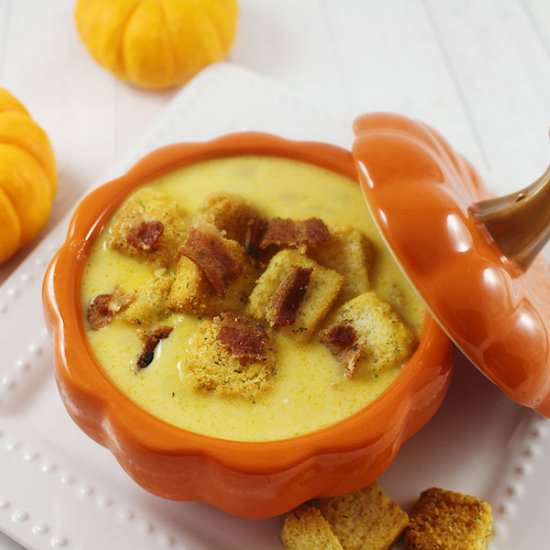 Pumpkin Parmesan Soup - Recipe photo by Savvy in the Kitchen