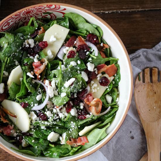 Apple Cranberry Spinach Salad - Recipe photo by WanderlustandWellness