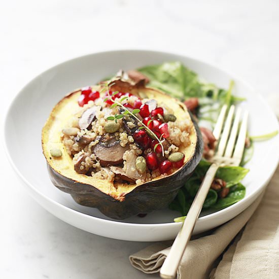 Quinoa Stuffed Acorn Squash - Recipe photo by Yummy Mummy