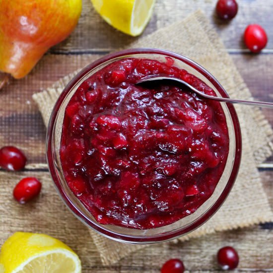 Citrusy Cranberry Pear Sauce - Recipe photo by SavorySpin