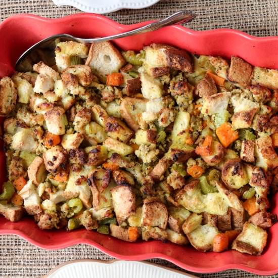 Butternut Sausage Stuffing - Recipe photo by WanderlustandWellness