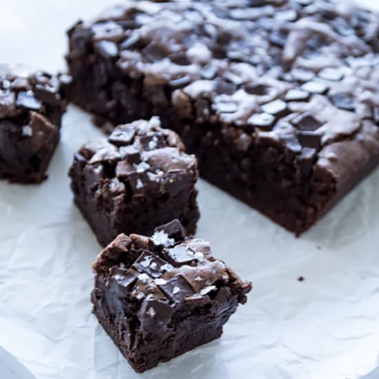 Sea Salt Dark Chocolate Brownies - Recipe photo by IMPROVkitchen