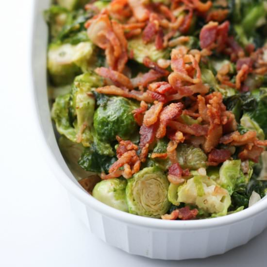 Creamy Dijon Bacon Brussels Sprouts - Recipe photo by soberchicken56