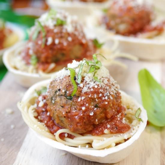 Bite-Size Spaghetti & Meatball Boat - Recipe photo by theforkedspoon