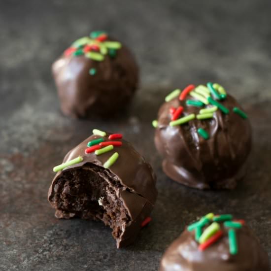 GF Black Bean Brownie Truffles - Recipe photo by Fearless Dining