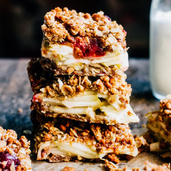 Apple Cranberry Crisp Bars - Recipe photo by thewholebite