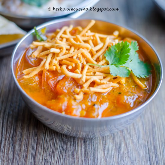 Sev Tameta nu Shaak - Recipe photo by Herbivore Cucina