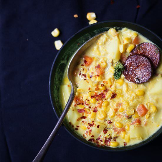 Corn and Chorizo Chowder - Recipe photo by Aninas Recipes
