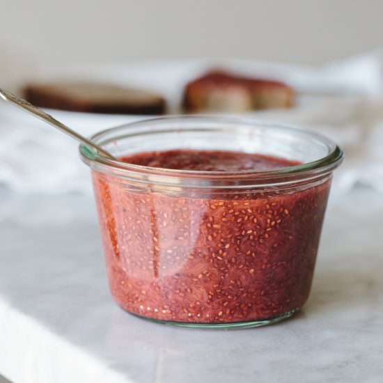 Chia Seed Jam - Recipe photo by Downshiftology