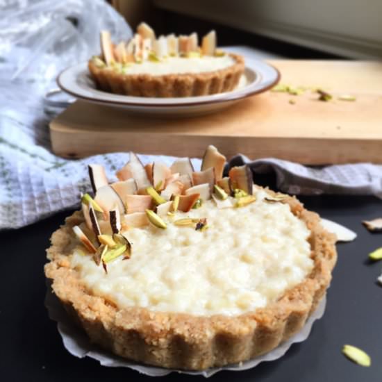 Phirni – Rice Coconut Pudding Tart - Recipe photo by thebakingskillet