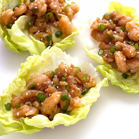 Hoisin Shrimp Lettuce Wraps - Recipe photo by The Wholesome Dish