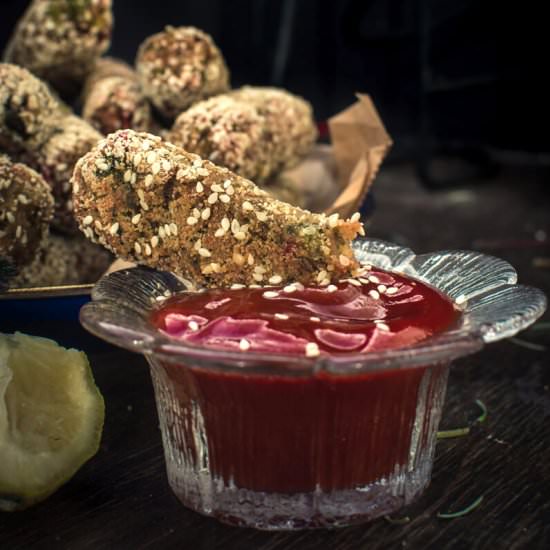 Broccoli Beet Crispy Fingers - Recipe photo by Anu@MyGingerGarlicKitchen