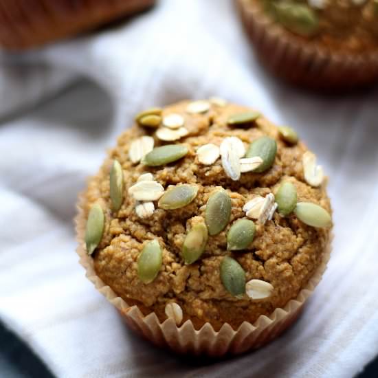 Healthy Flourless Pumpkin Muffins - Recipe photo by thymeandtoast