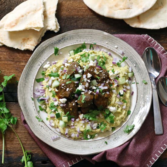 Spiced Braised Lamb & Hummus - Recipe photo by susanstable