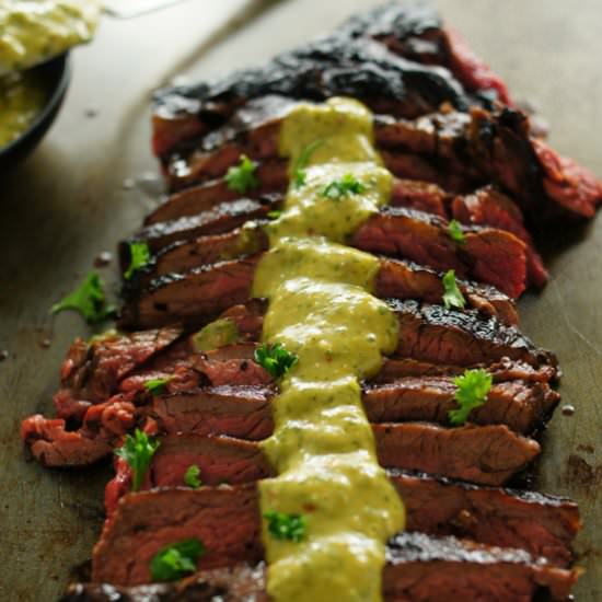 Chimichurri Aioli with Skirt Steak - Recipe photo by hing12133