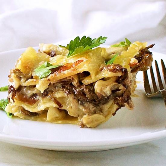 Creamy Mushroom Lasagna - Recipe photo by PinchandSwirl