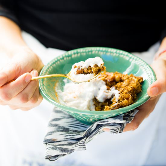 Baked Oats with Pumpkin Spice Mix - Recipe photo by piloncilloyvainilla