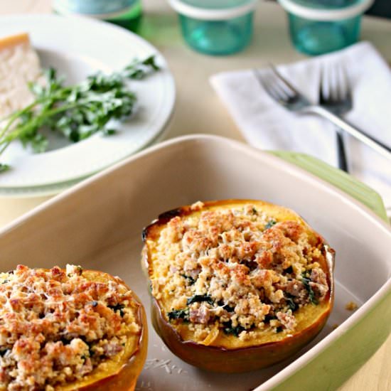 Kale & Sausage Stuffed Squash - Recipe photo by unassaggio