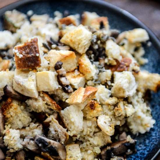 pretzel bread quinoa stuffing - Recipe photo by HowSweetEats