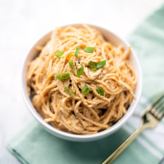 Lightened-Up Buffalo Chicken Pasta - Recipe photo by balancedberry
