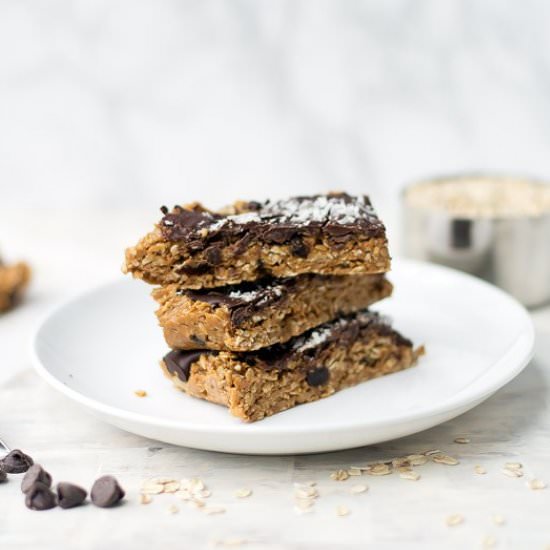 Peanut Butter Chocolate Oat Bars - Recipe photo by balancedberry