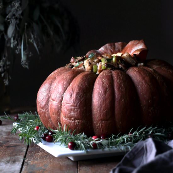 Baked Pumpkin Filled with Stuffing - Recipe photo by wifemamafoodie